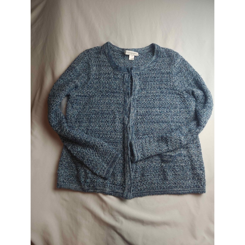 Christopher & Banks Blue Marled Knit Open Front Cardigan‎ Sweater Womens Large